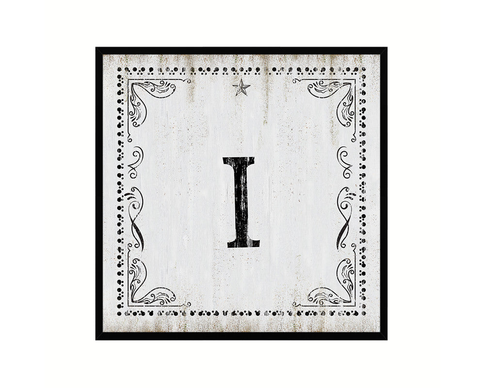 Letters L Custom Monogram Name Sign Framed Prints Wall Art Décor, White Wash