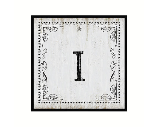 Letters L Custom Monogram Name Sign Framed Prints Wall Art Décor, White Wash