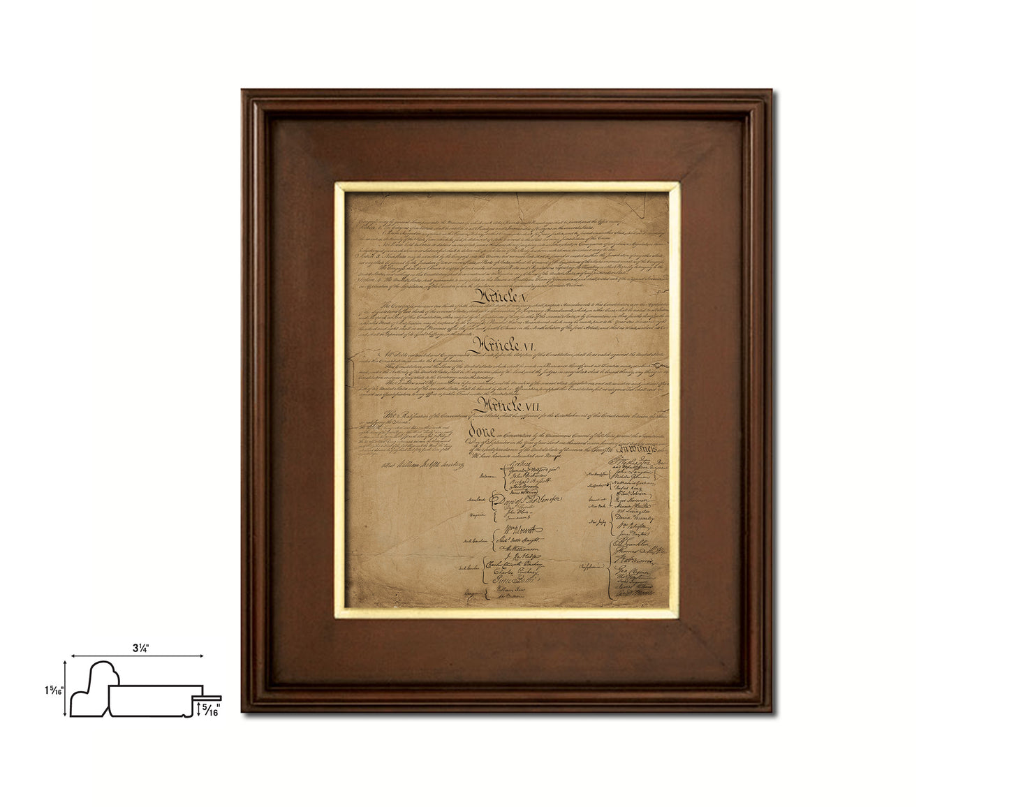 Constitution We the people US Historical Print Art Wood Framed Wall Decor Gifts, 12" x 16"