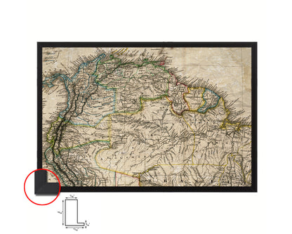 Venezuela Colombia Brazil Historical Map Framed Print Art Wall Decor Gifts