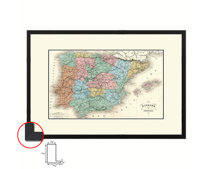 Spain and Portugal 1846 Old Map Framed Print Art Wall Decor Gifts