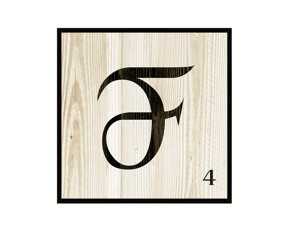 Letter F Custom Scrabble Sign Framed Prints Wall Art Decor Gifts, Wood