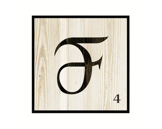 Letter F Custom Scrabble Sign Framed Prints Wall Art Decor Gifts, Wood