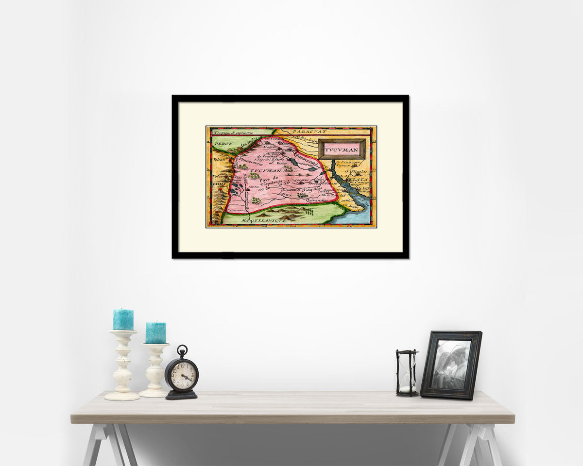 Argentina Buenos Aires San Miguel de Tucumán 1679 Old Map Framed Print Art Wall Decor Gifts