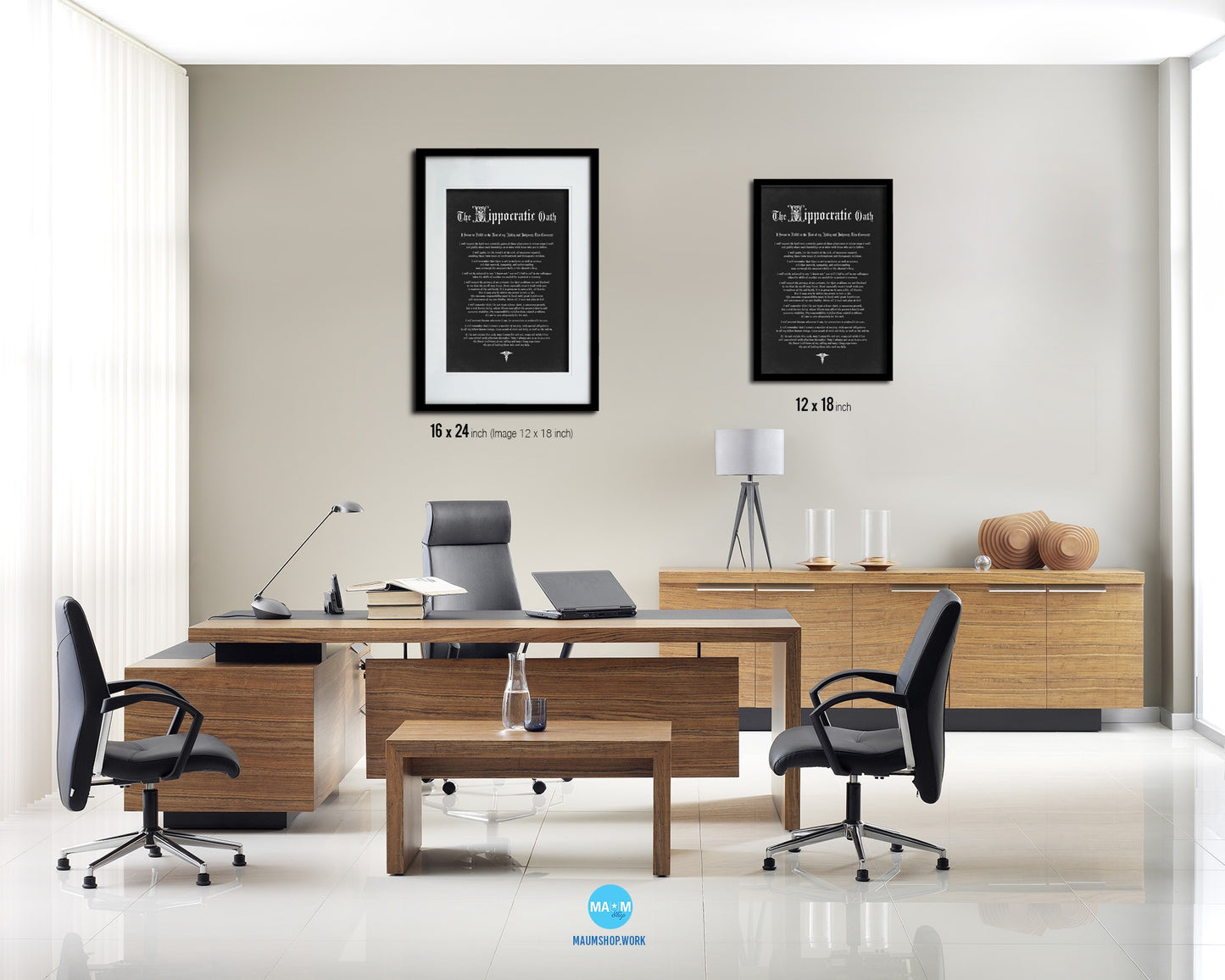 Hippocratic Oath Declarations Gifts for Medical Students Doctor Office Decor Wall Art, Black