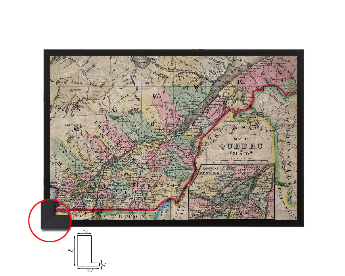 Ontario Canada Historical Map Framed Print Art Wall Decor Gifts