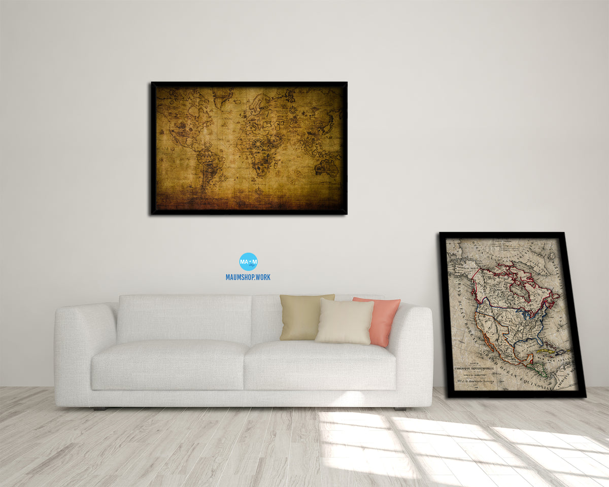 World Historical Map Framed Print Art Wall Decor Gifts