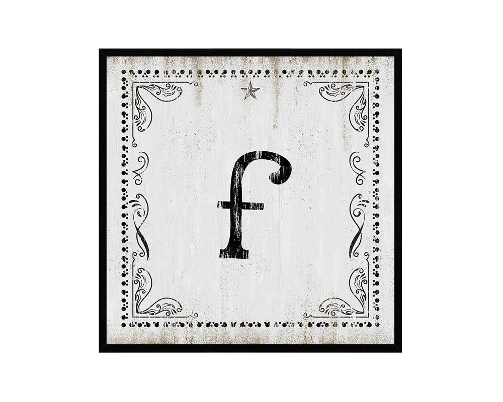 Letters F Custom Monogram Name Sign Framed Prints Wall Art Décor, White Wash