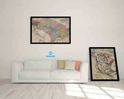 Washington DC Historical Map Framed Print Art Wall Decor Gifts