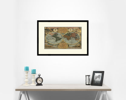 World Old Map Framed Print Art Wall Decor Gifts