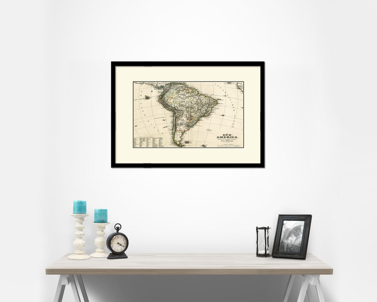 South America Old Map Framed Print Art Wall Decor Gifts