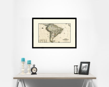 South America Old Map Framed Print Art Wall Decor Gifts