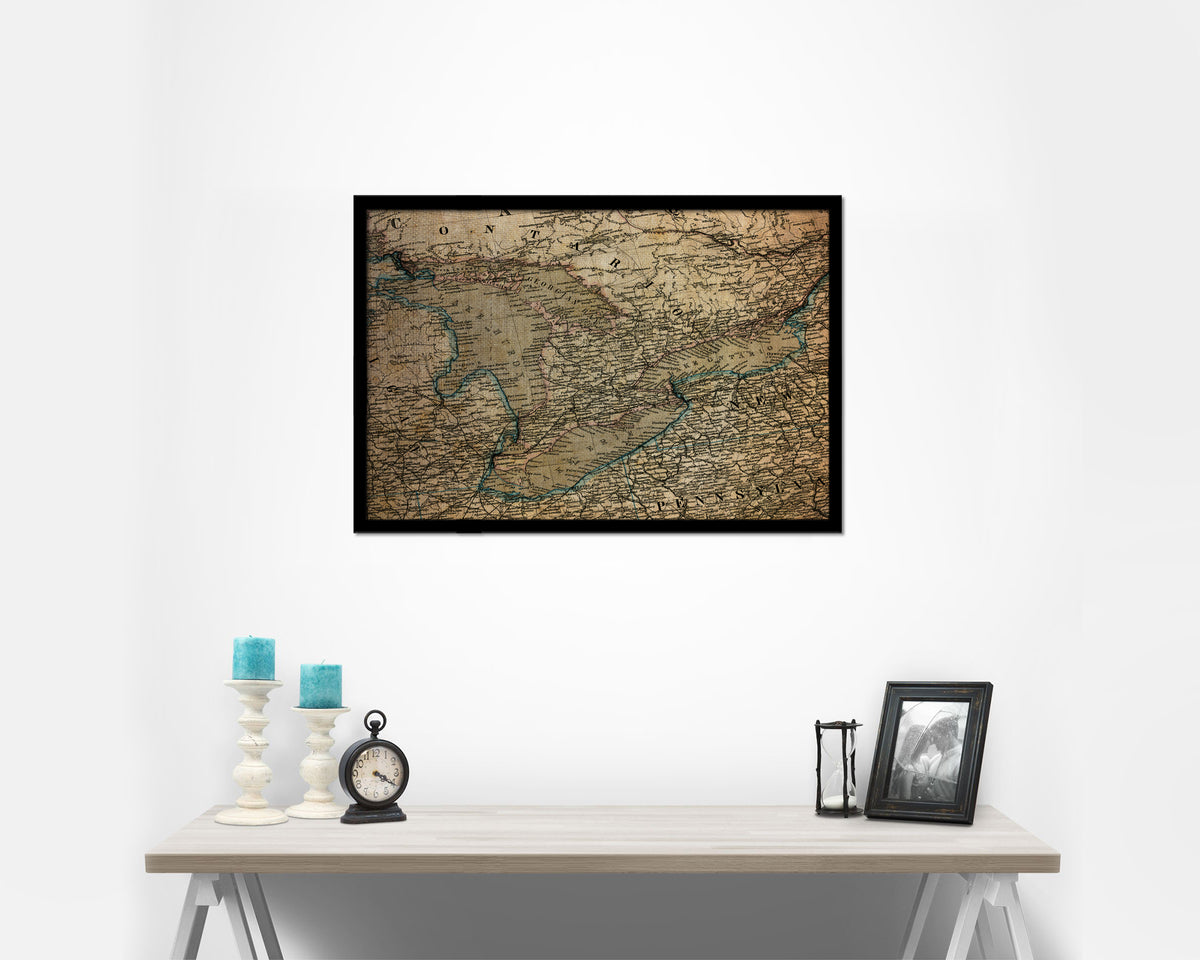 Great Lakes Vintage Map Framed Print Art Wall Decor Gifts