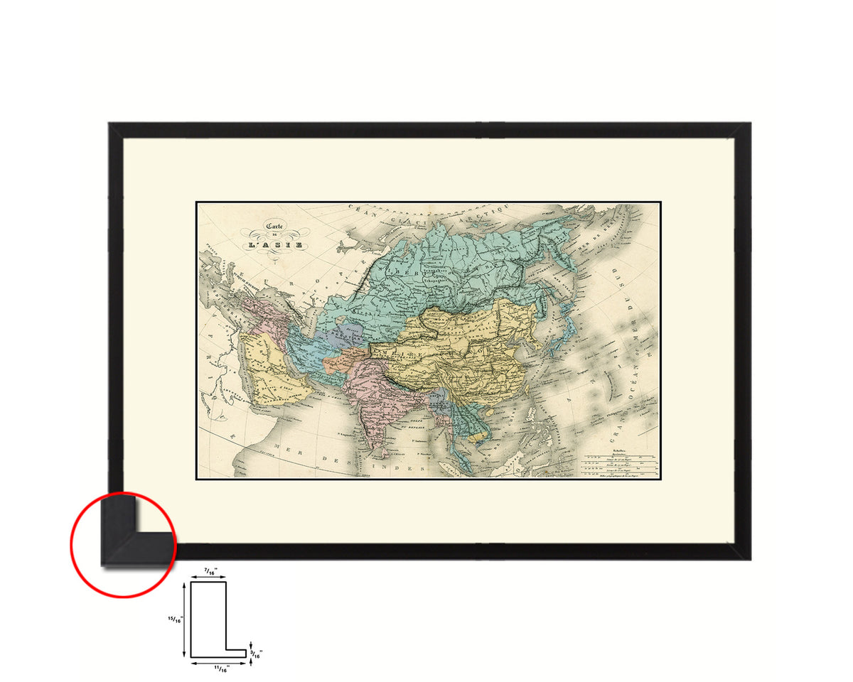 Asia 1860 Old Map Framed Print Art Wall Decor Gifts