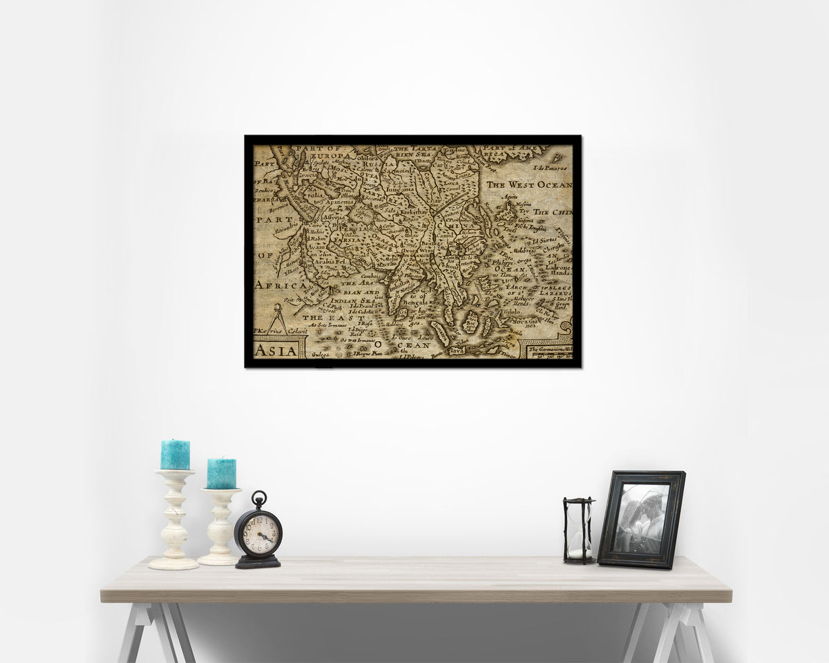 Asia John Speed 1675 Historical Map Framed Print Art Wall Decor Gifts