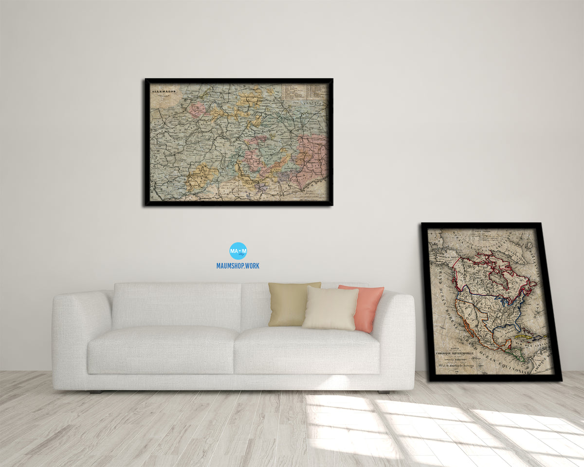 Germany Historical Map Framed Print Art Wall Decor Gifts