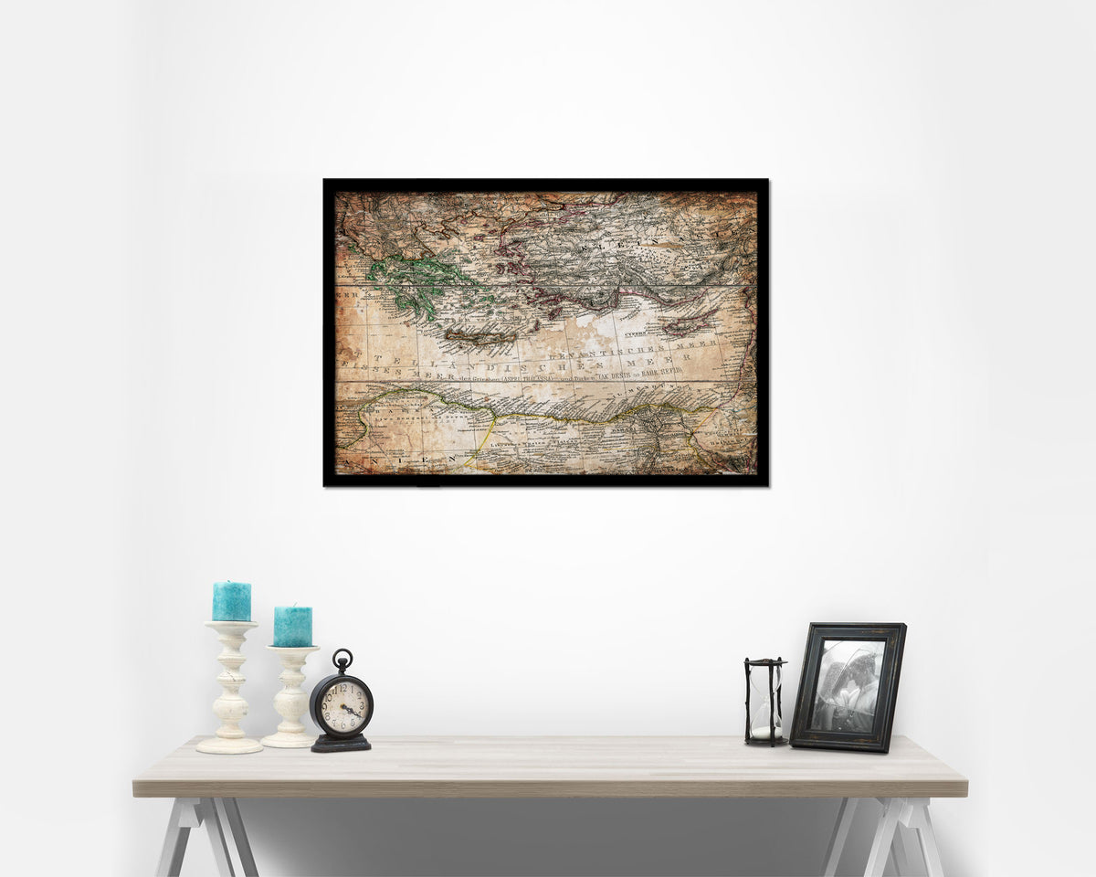 Eastern Mediterranean Antique Map Framed Print Art Wall Decor Gifts