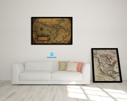 America Theatrum Orbis Terrarum Abraham Antwerp 1570 Vintage Map Framed Print Art Gifts