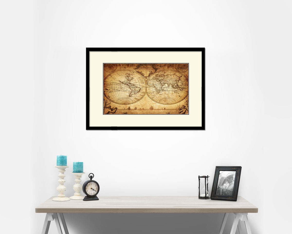 World Johann Matthias Hase 1733 Old Map Framed Print Art Wall Decor Gifts