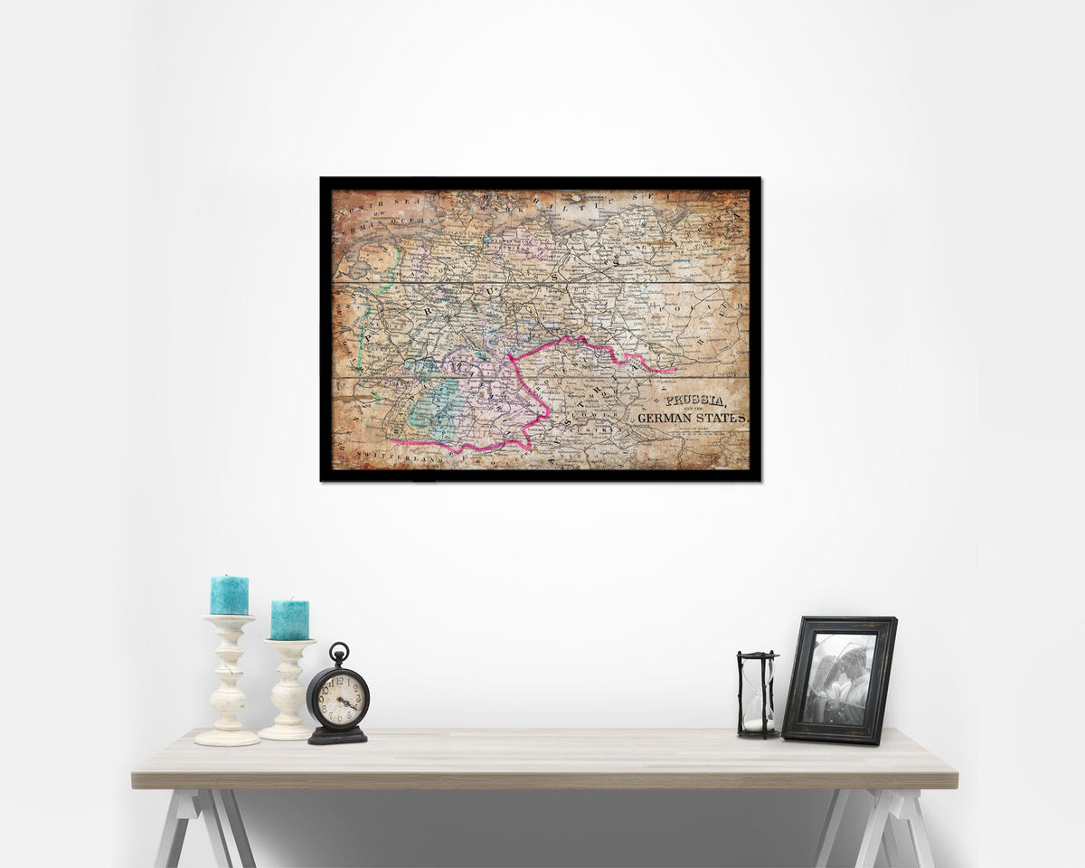 Prussia Germany Antique Map Framed Print Art Wall Decor Gifts