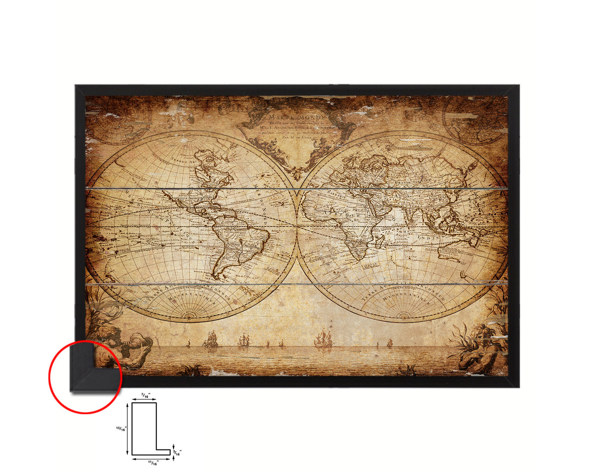 World Johann Matthias Hase 1733 Antique Map Framed Print Art Wall Decor Gifts