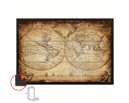 World Johann Matthias Hase 1733 Antique Map Framed Print Art Wall Decor Gifts