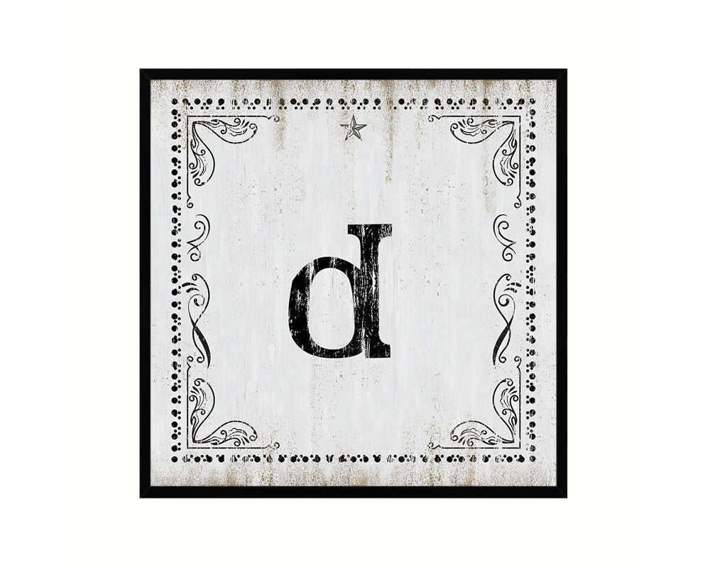 Letters D Custom Monogram Name Sign Framed Prints Wall Art Décor, White Wash