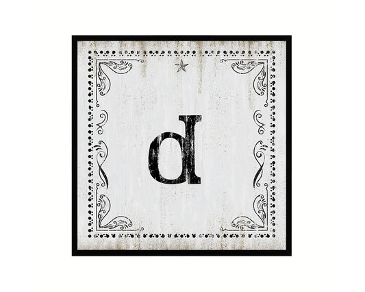 Letters D Custom Monogram Name Sign Framed Prints Wall Art Décor, White Wash