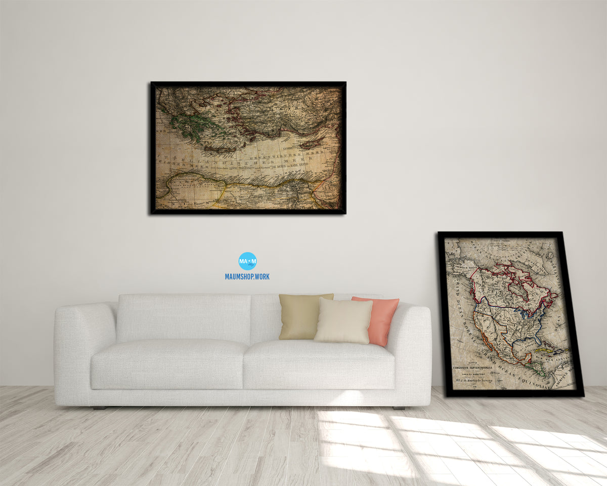 Eastern Mediterranean Vintage Map Framed Print Art Wall Decor Gifts