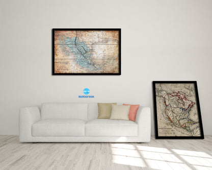 Mexico Antique Map Framed Print Art Wall Decor Gifts