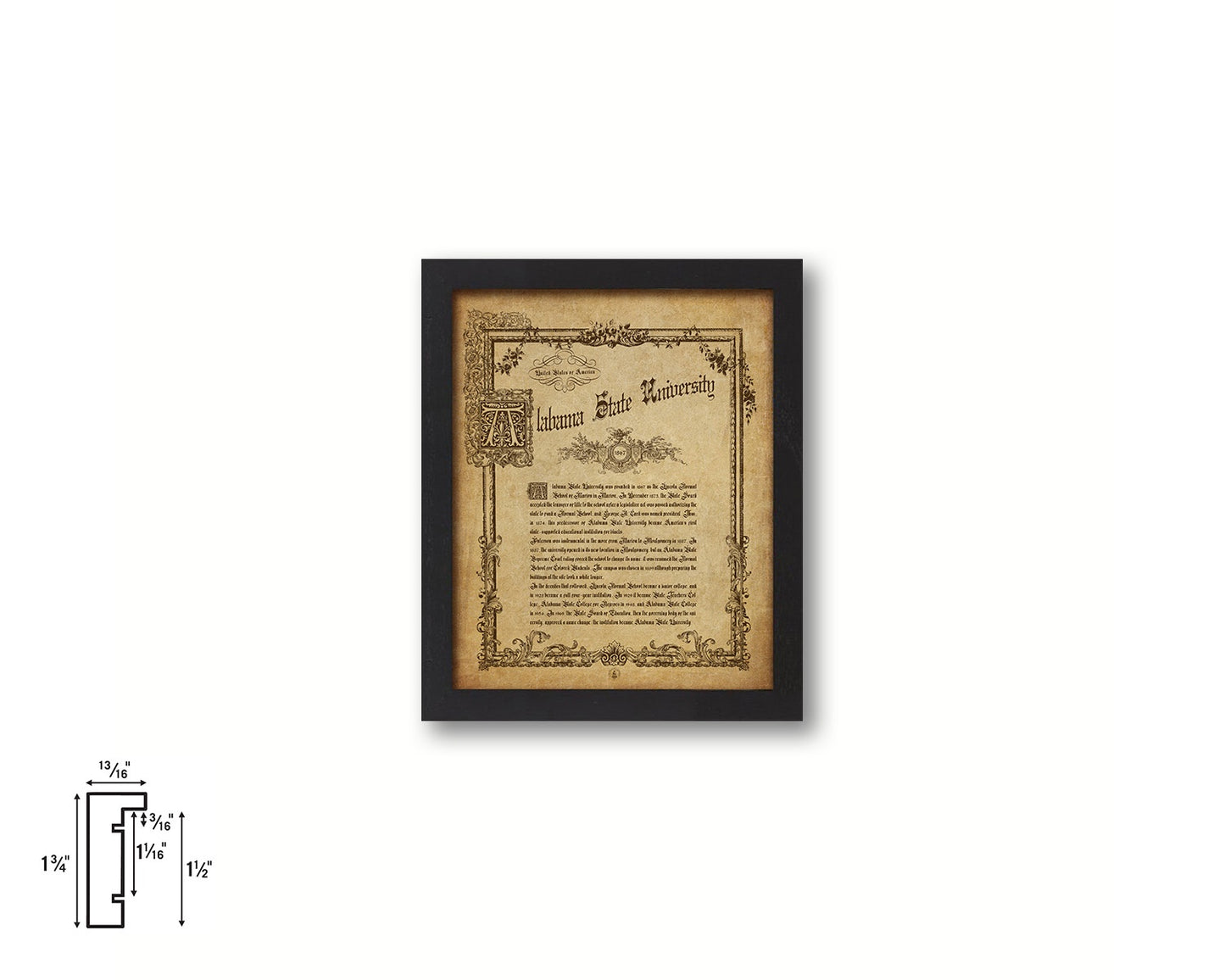 Alabama State University, Alabama, Custom Framed Document Print Wall Art Decor Gifts