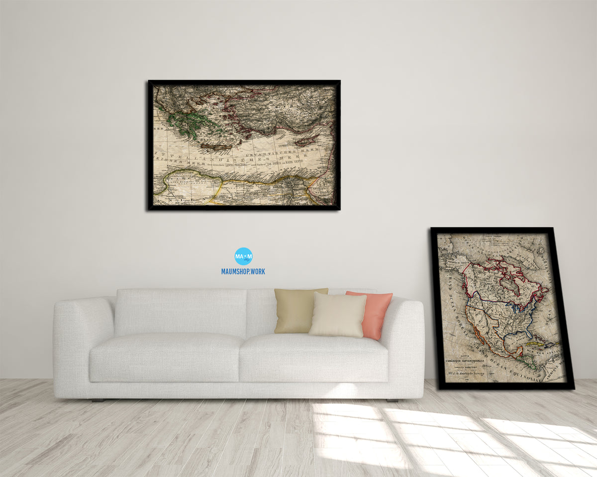 Eastern Mediterranean Historical Map Framed Print Art Wall Decor Gifts