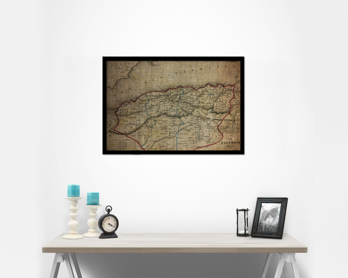 Algeria Africa Vintage Map Framed Print Art Wall Decor Gifts