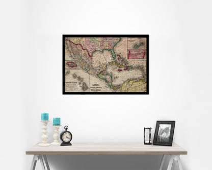 West Indies Caribbean 1870 Historical Map Framed Print Art Wall Decor Gifts