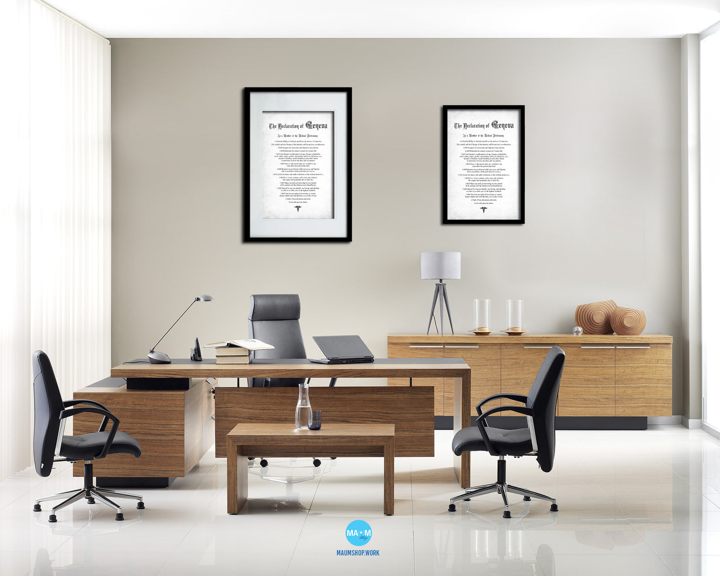 Geneva Oath Declarations Gifts for Medical Students Doctor Office Decor Wall Art, White