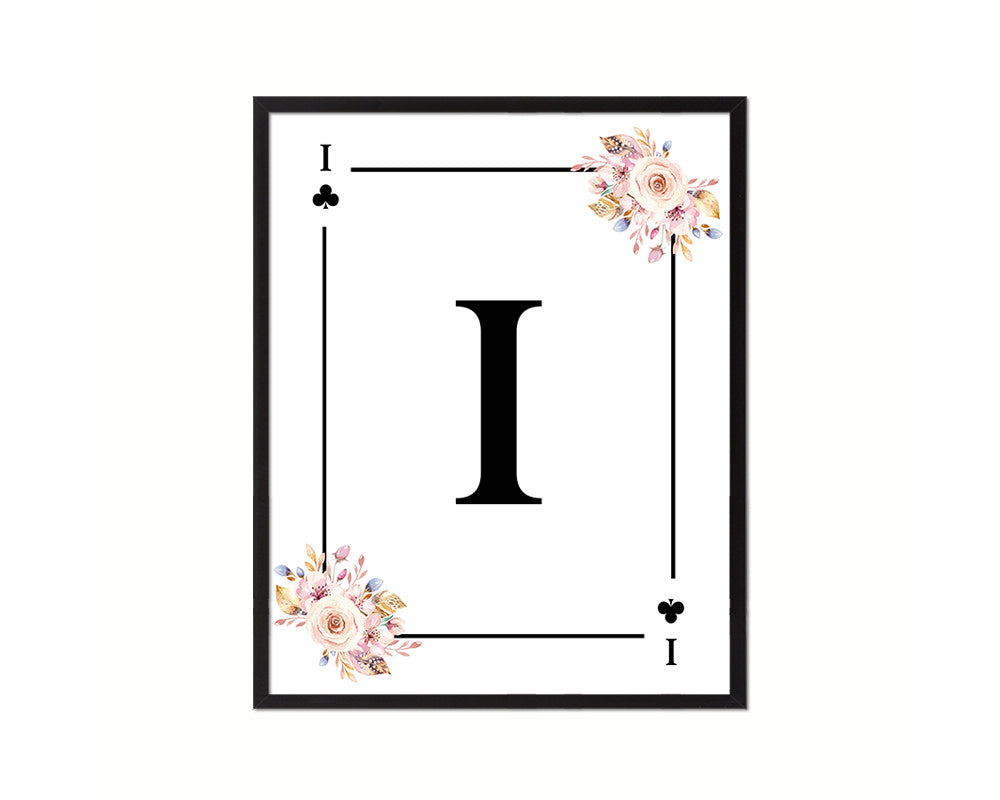 Letter I Custom Initial Boho Monogram Playing Card Framed Prints Wall Art