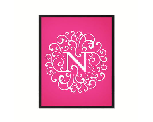 Letter N Personalized Mandela Monogram Framed Prints Wall Art