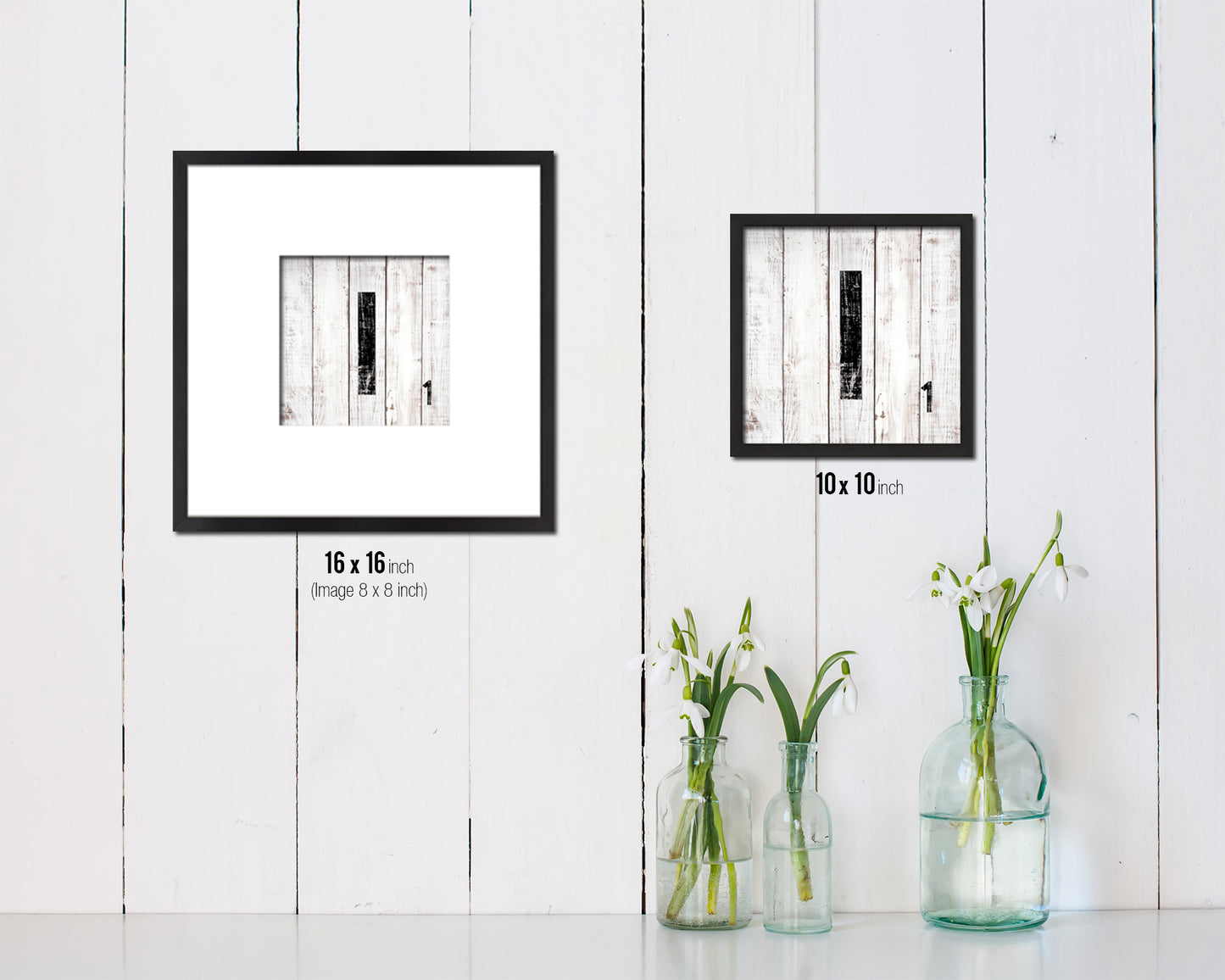 Letter I Custom Scrabble Sign Framed Prints Wall Art Decor Gifts, White Wash Wood