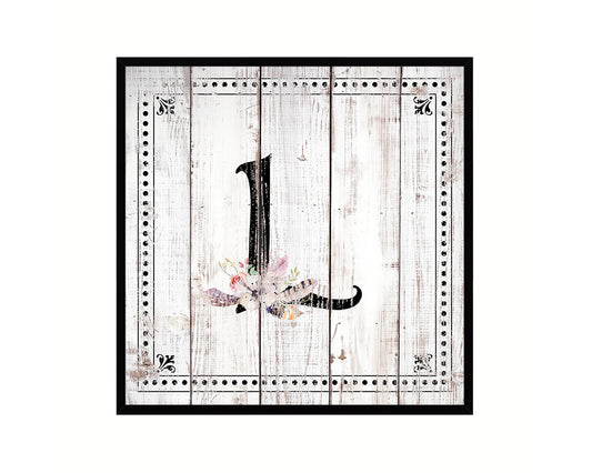 Letters L Custom Monogram Name Sign Framed Prints Wall Art Décor, White Wash Wood