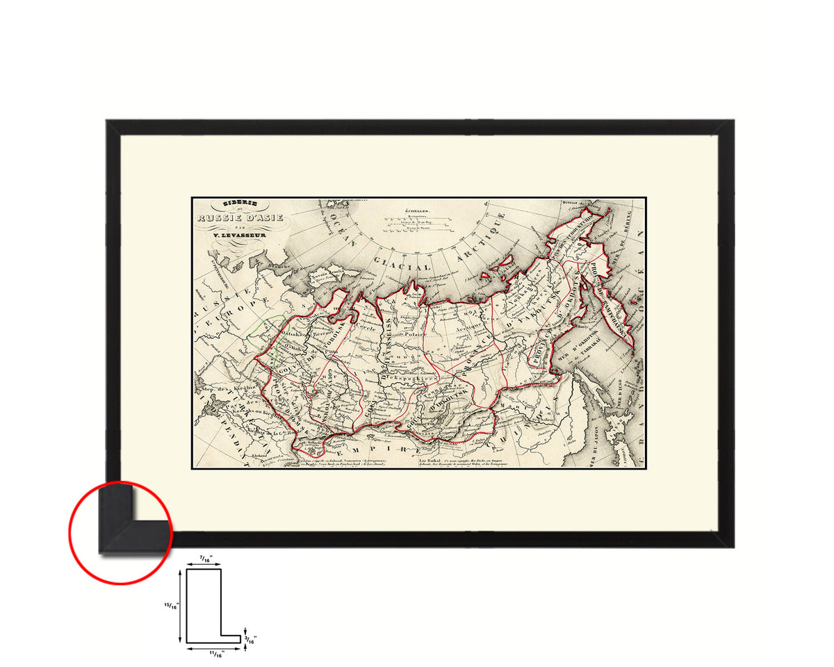 Siberia Russia Old Map Framed Print Art Wall Decor Gifts