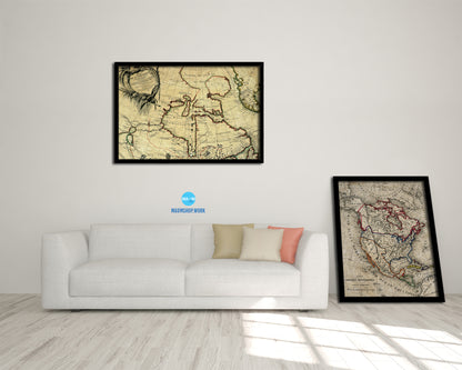 North East Canada and Greenland Historical Map Framed Print Art Wall Decor Gifts