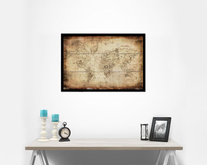 World Antique Map Framed Print Art Wall Decor Gifts