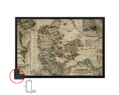 Denmark Iceland Greenland Historical Map Framed Print Art Wall Decor Gifts