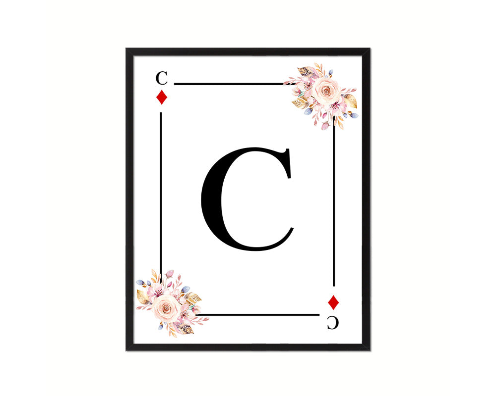 Letter C Custom Initial Boho Monogram Playing Card Framed Prints Wall Art