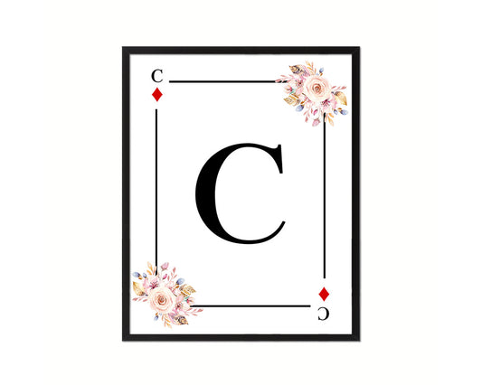 Letter C Custom Initial Boho Monogram Playing Card Framed Prints Wall Art
