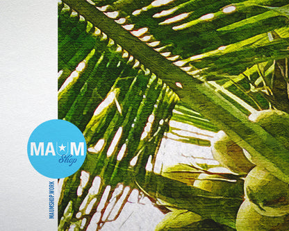 Forest Coconut Tree Landscape Painting Print Art Frame Home Wall Decor Gifts