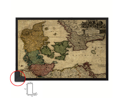 Denmark Centuries Latin Historical Map Framed Print Art Wall Decor Gifts