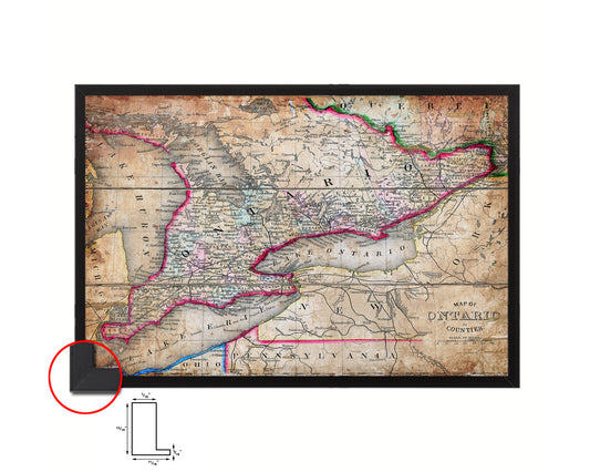 Ontario Canada Antique Map Framed Print Art Wall Decor Gifts