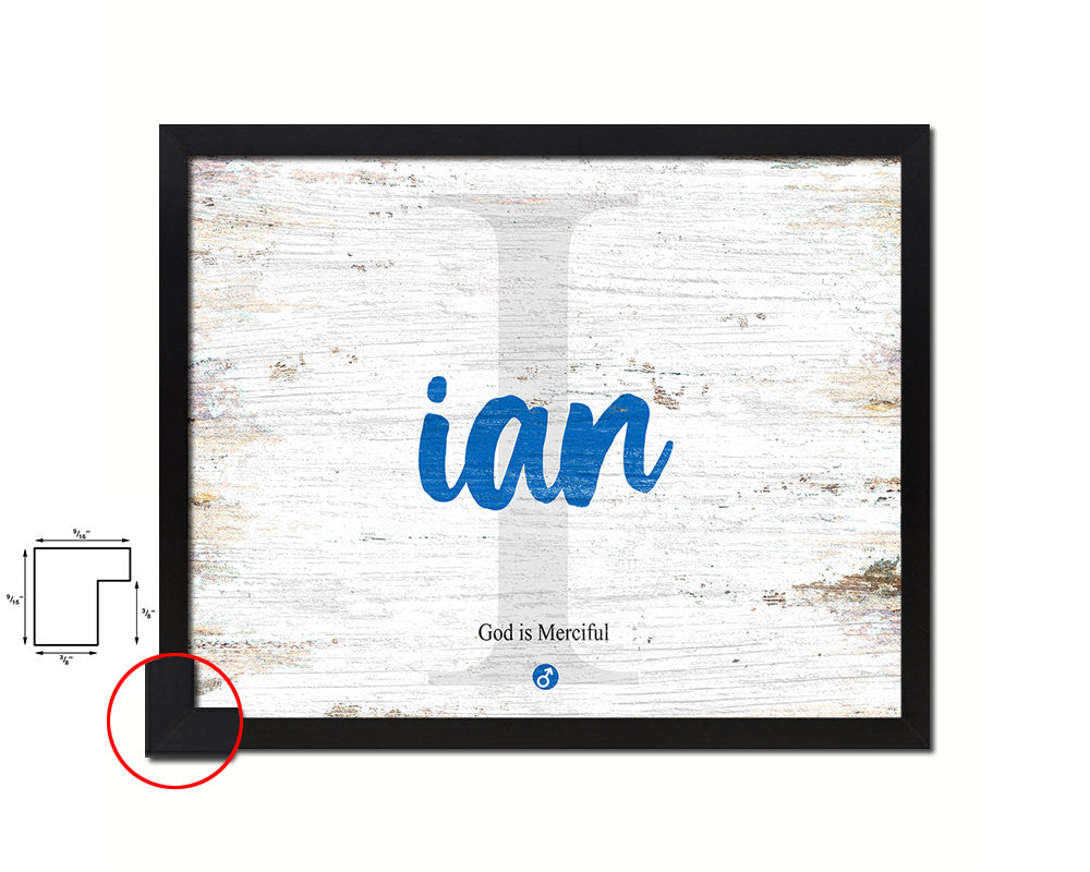 Ian Personalized Bible Name Plate Framed Print Art Kids Baby Room Wall Decor Gifts