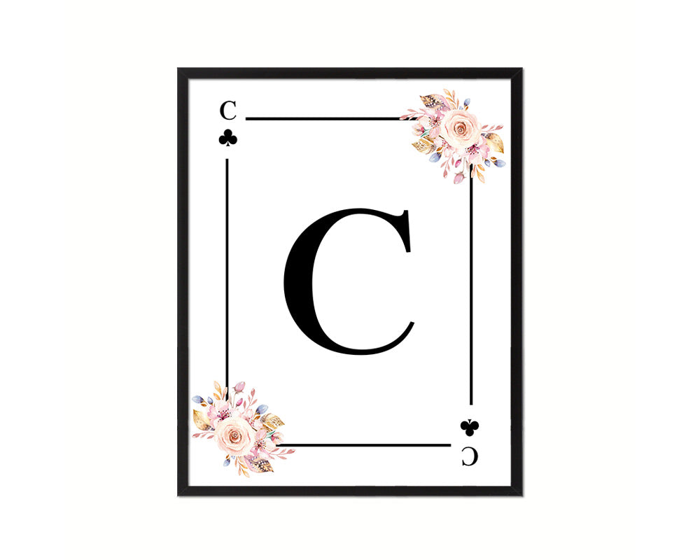 Letter C Custom Initial Boho Monogram Playing Card Framed Prints Wall Art